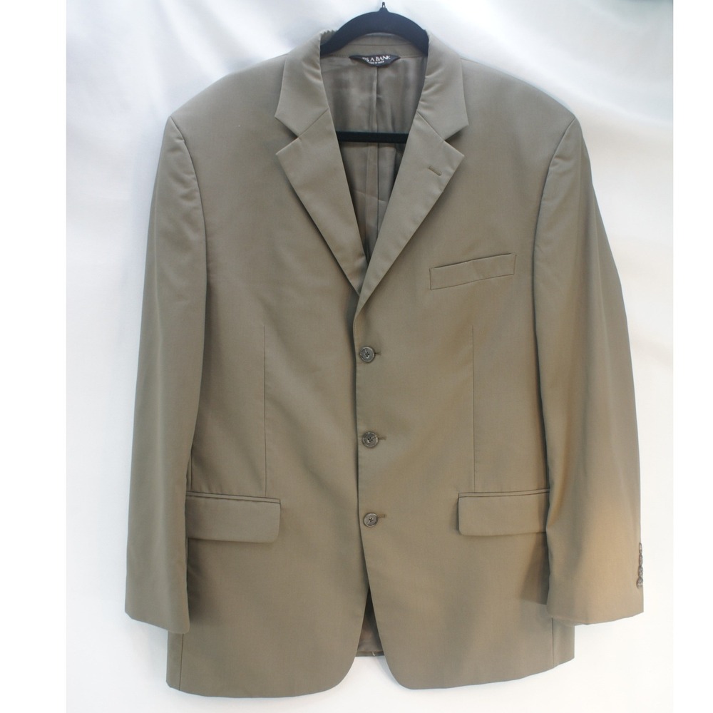 Jos. A. Bank Mens 44R Cotton Blend Blazer Sport Coat Olive Taupe 3-Button Preppy